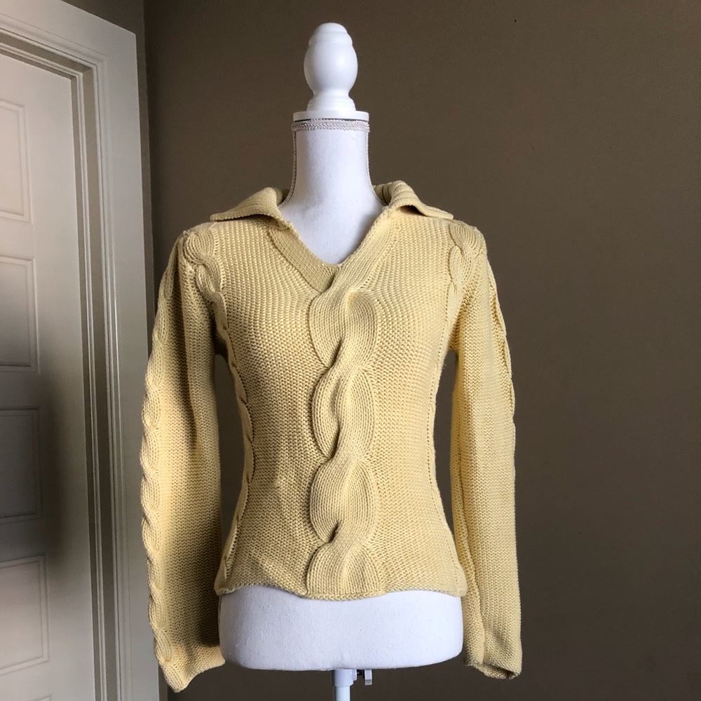 Yellow Cable Knit Sweater by Harold’s. Size S.